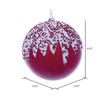 Vickerman 4.75" Red Beaded Candy Finish Ornament 2 per Bag