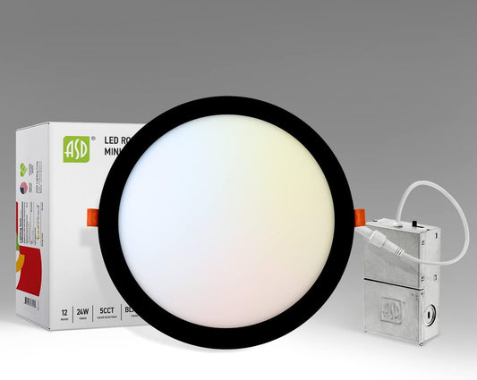 ASD Lighting LED Recessed Mini Panel Round 12inch 24W 120V Triac 2700/3000/3500/4000/5000K Black UL