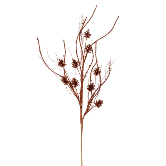 Vickerman 32" Copper Mini Pinecone Twig Glitter Spray 6 per bag.