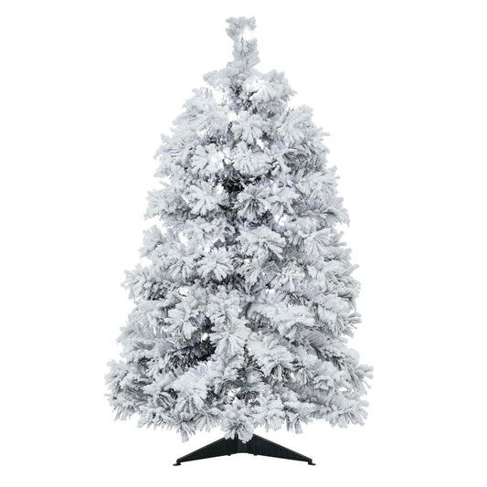 Vickerman 36" Flocked Alaskan Pine Artificial Christmas Tree Pure White LED  lights