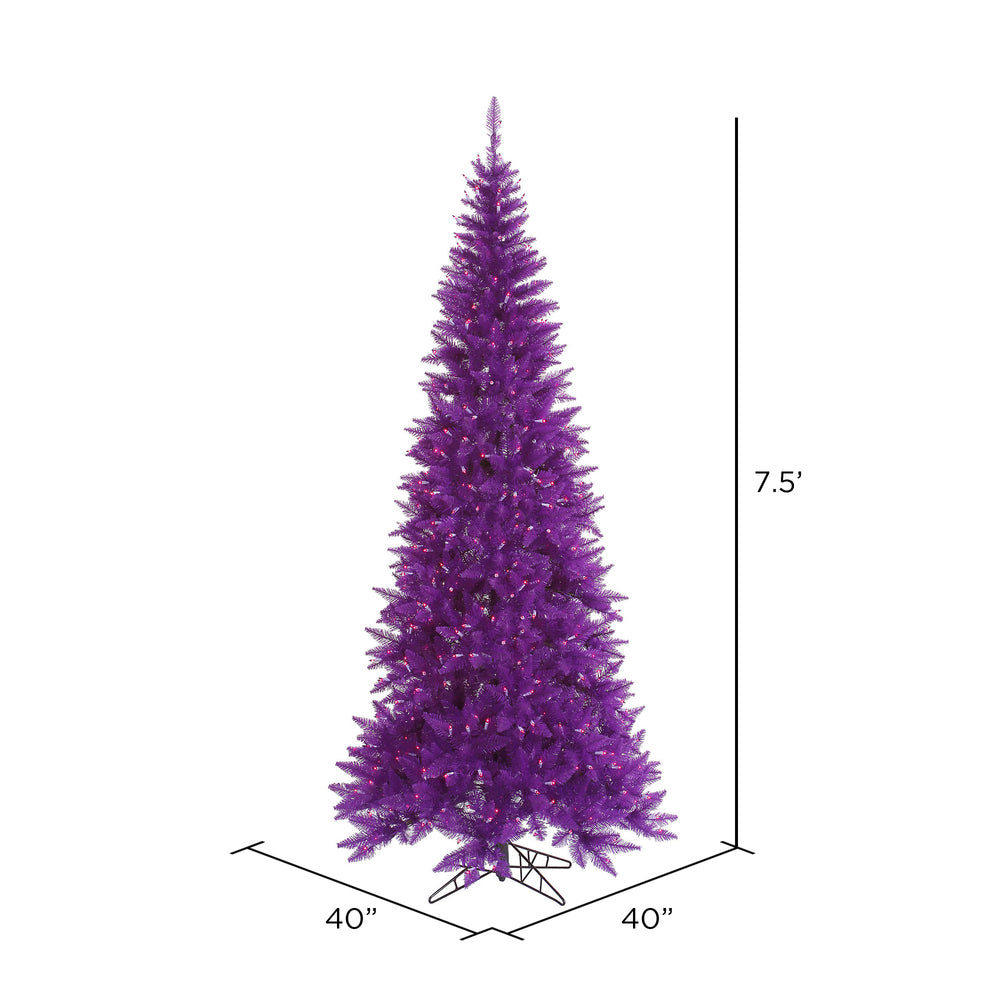 Vickerman 7.5' Purple Fir Slim Artificial Christmas Tree Purple  Dura-lit LED Lights