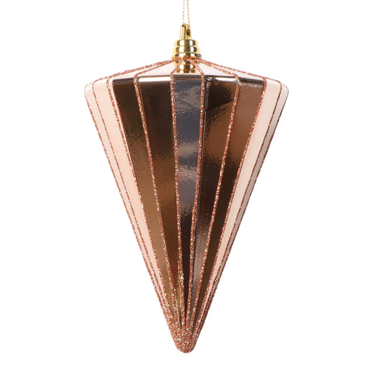 Vickerman 6" Shiny Rose Gold Cone Ornament 3 per bag.