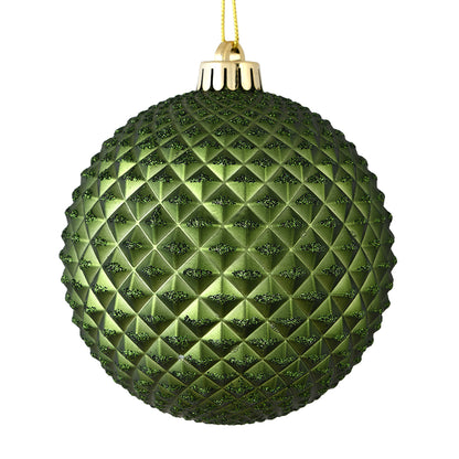Vickerman 4" Moss Green Durian Glitter Ball Ornament 6 per Bag