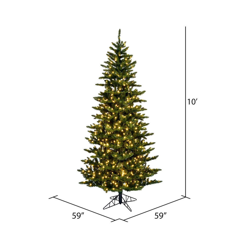 Vickerman 10' x 59" Slim Natural Fraser Fir Artificial Tree Warm White Dura-lit LED Lights.