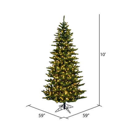 Vickerman 10' x 59" Slim Natural Fraser Fir Artificial Tree Warm White Dura-lit LED Lights.