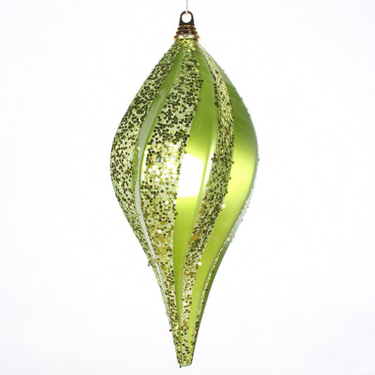 Vickerman 8'' Lime Glitter Swirl Drop Christmas Ornament