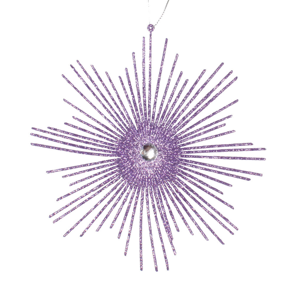 Vickerman 6.5" Lavender Snowflake Burst Glitter Christmas Ornament 6 per Bag