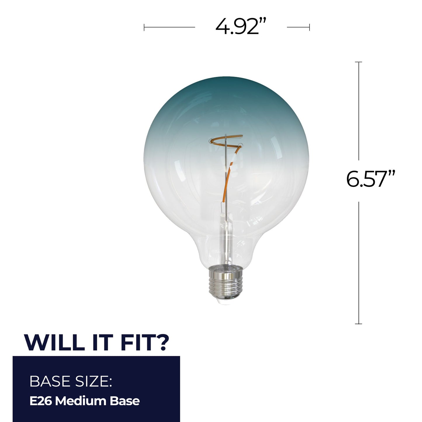Bulbrite 862111 LED Filament Pack of (2) 4.5 Watt Dimmable G40 Light Bulb with Clear/Blue Glass Finish and Medium (E26) Base - 3000K (Soft White Light), 200 Lumens