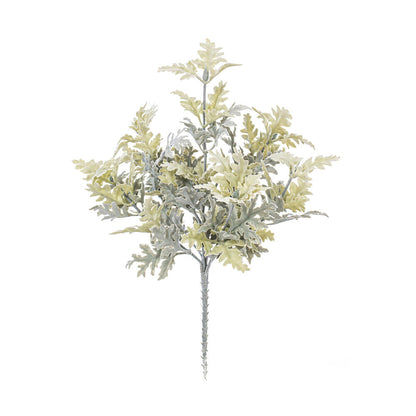 Vickerman 16" Artificial Green Flocked Dusty Miller Bush Set of 2