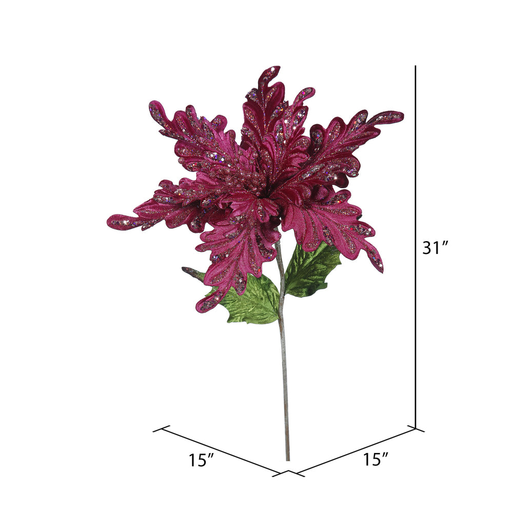 Vickerman 31" Mauve Velvet Poinsettia Artificial Christmas Pick 3 per Bag