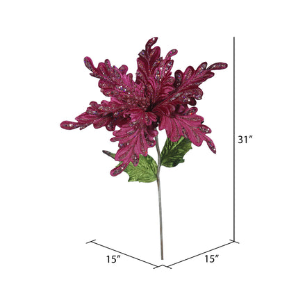 Vickerman 31" Mauve Velvet Poinsettia Artificial Christmas Pick 3 per Bag