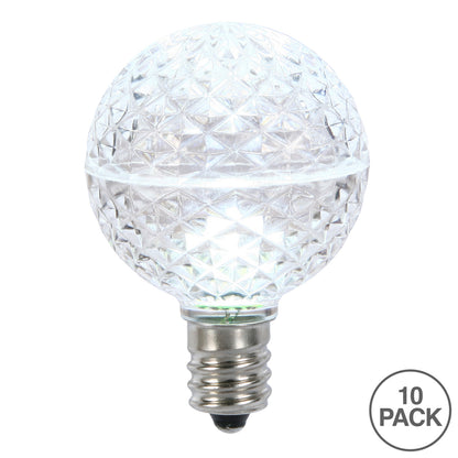 Vickerman G50 LED Cool White Faceted Replacement Bulb E17/C9 Nickel Base 10 Bulbs per Pack.