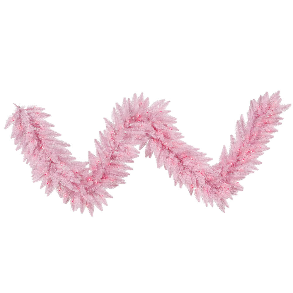 Vickerman 9' Light Pink Artificial Christmas Garland Pink Dura-Lit LED lights.