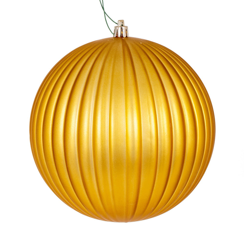 Vickerman 6" Gold Matte Lined Ball Ornament 4 per Bag.