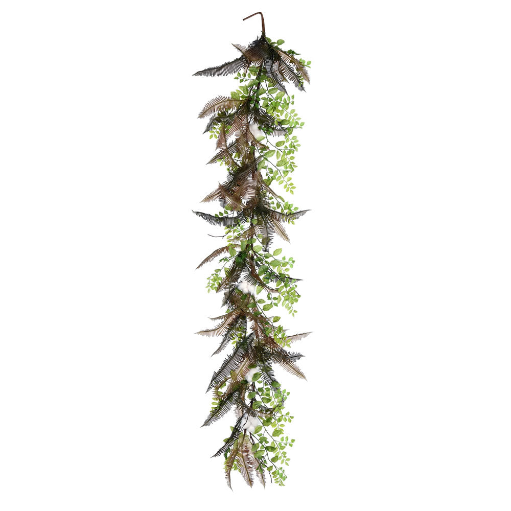 Vickerman 72" Artificial Green Fern Cotton Garland.