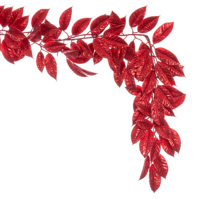 Vickerman 6' Red Artificial Gardenia Glitter Garland.