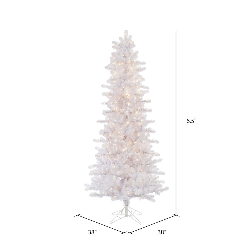 Vickerman 6.5' Crystal White Pine Slim Artificial Christmas Tree 450 Clear Dura-lit Incandescent Lights