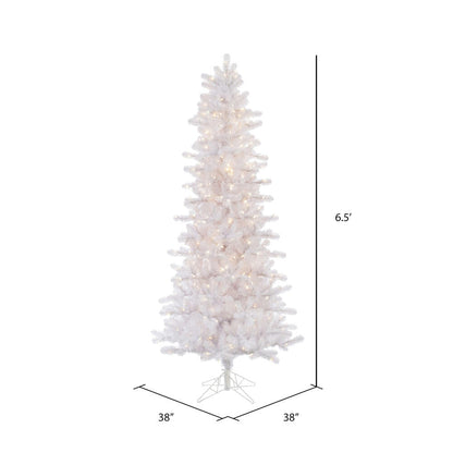 Vickerman 6.5' Crystal White Pine Slim Artificial Christmas Tree 450 Clear Dura-lit Incandescent Lights