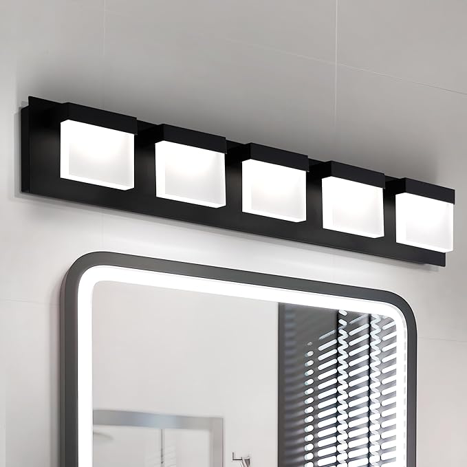 ASD Lighting LED Vanity 5-light 28W 120V CCT Selectable 3000/4000/5000K Dimmable Black ETL