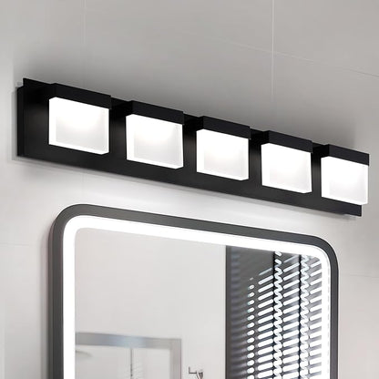 ASD Lighting LED Vanity 5-light 28W 120V CCT Selectable 3000/4000/5000K Dimmable Black ETL