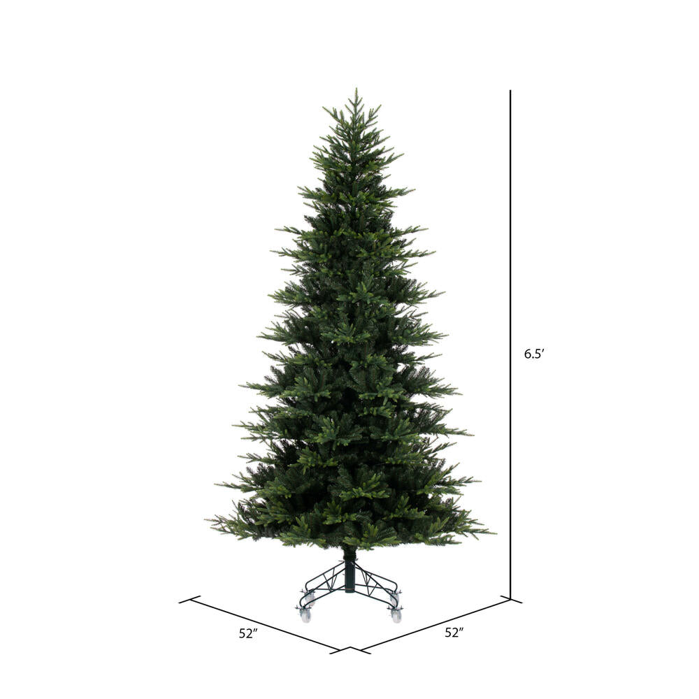Vickerman 6.5' x 52" Vermont Fraser Fir Artificial Unlit Christmas Tree Folding Metal Tree Stand