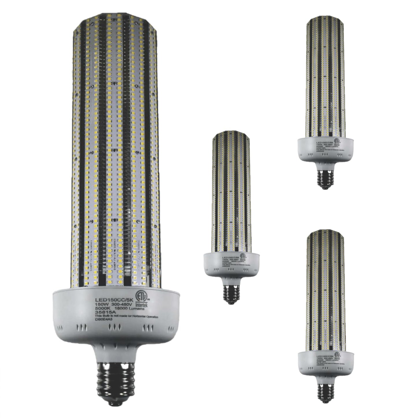 Damar- LED Corn Cob Post Top Bright Light Bulb 150W E39 Mogul Base 5000K Bright White 18,000 Lumens Non-Dimmable 360? Beam Angle 300-480VAC Dry/Damp Rated Pack of 4- for Warehouse Garage Patios