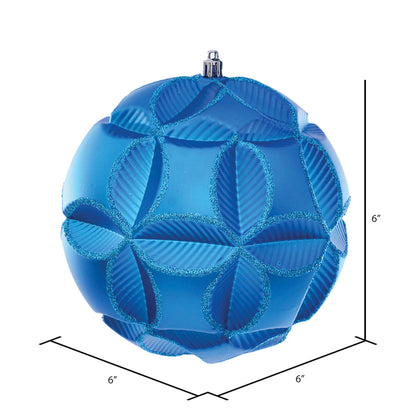 Vickerman 6" Turquoise Matte Clover Ball Ornament 2 per Bag