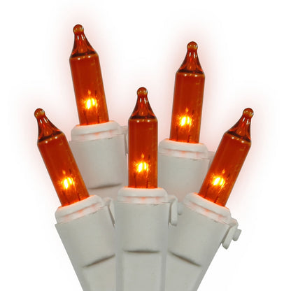 Vickerman 50 Amber Mini Light Set on White Wire 16' Christmas Light Strand