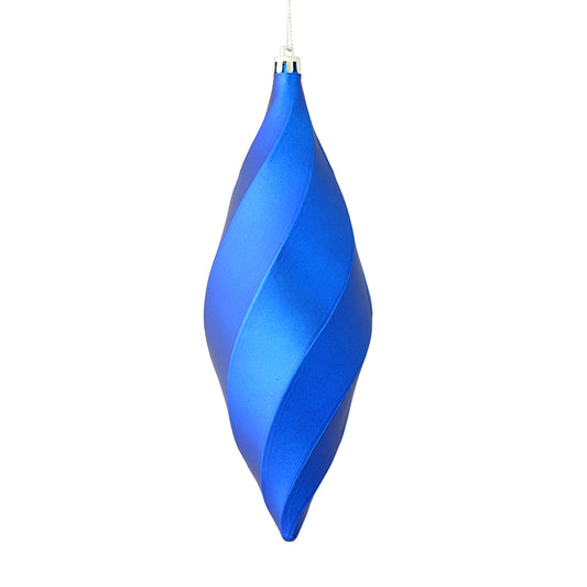 Vickerman 8" Blue Matte Swirl Finial Ornament Pack of 6