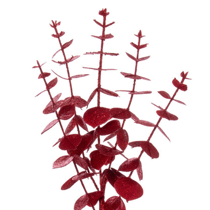 Vickerman 24" Red Artificial Eucalyptus Glitter Wreath.