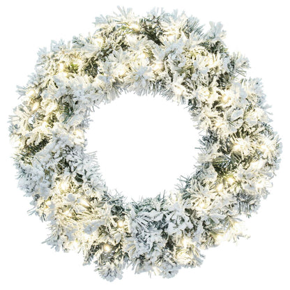 Vickerman 30" Frosted Glacier Pine Artificial Pre-Lit Wreath with 200 Realistic Frosted Mixed PVC Tips and 70 Dura-Lit® Warm White Mini Lights,