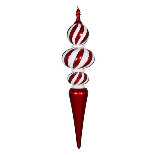 Vickerman 51" Jumbo Red and White Candy Finish Finial Stripe Ornament