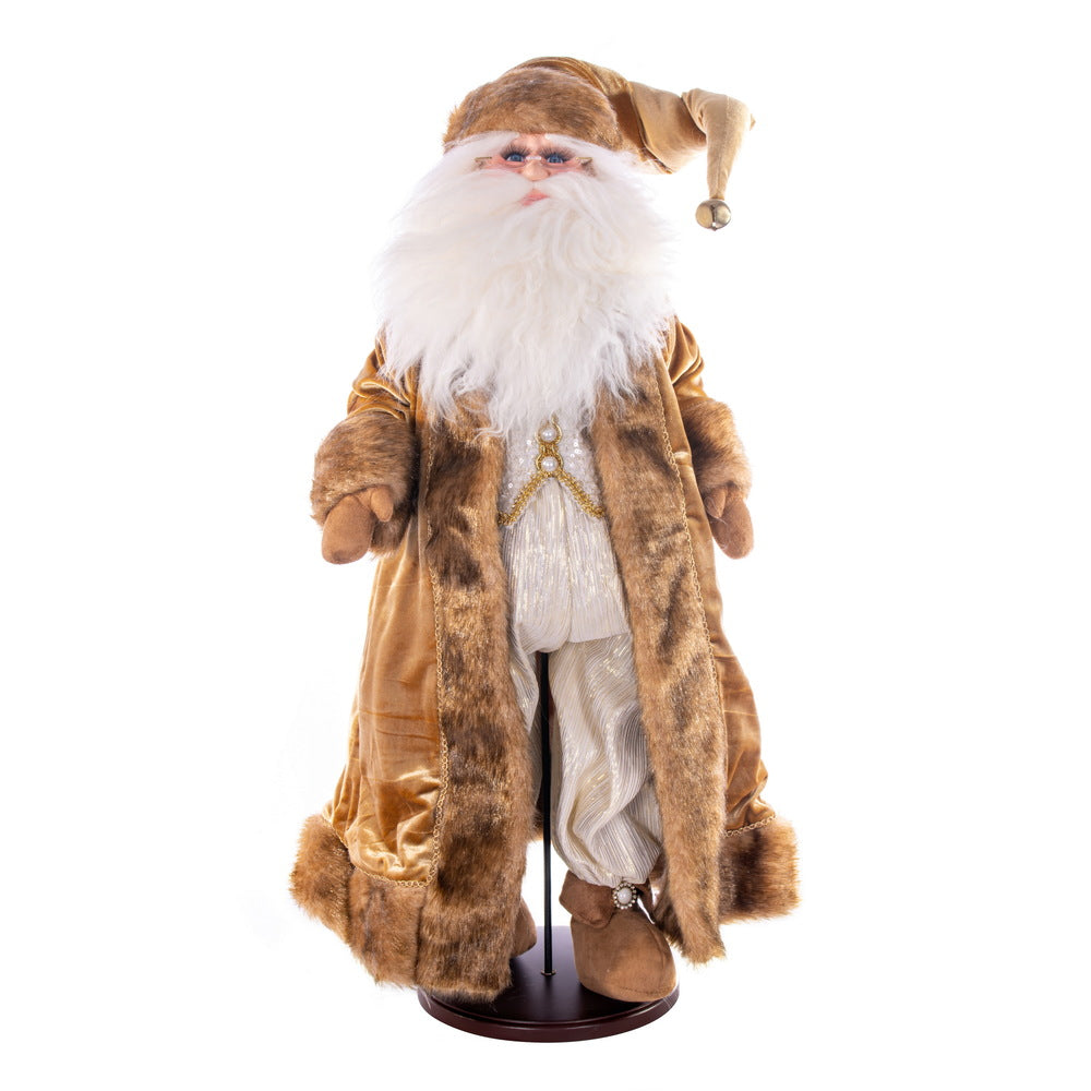 Vickerman 28" Mocha Velvet Santa Doll with Stand. This santa has glasses stand is removeable.