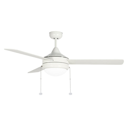 Westgate 52In 3-Blade Ceiling Fan And Light 3Cct 19W Integ. LED Pull Ch. White And White Blades, Commercial Indoor Lighting, 20W, 1750 Lumens, 30K/40K/50K, White And White Blades Finish