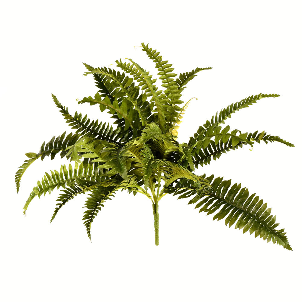 Vickerman 19" Artificial Green Boston Fern Bush Set of 3