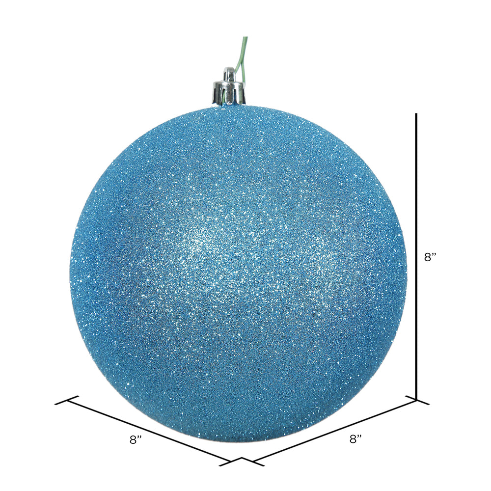 Vickerman 8" Turquoise Glitter Ball Ornament