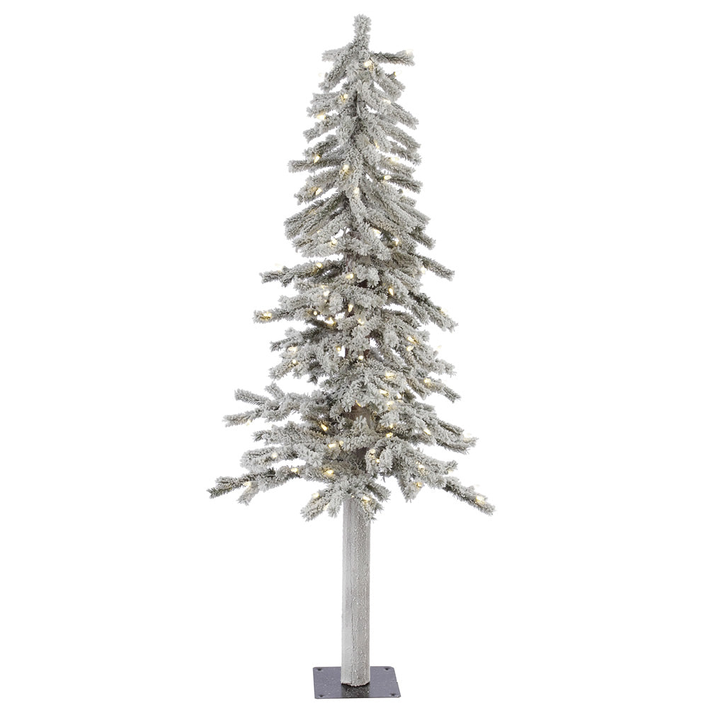 Vickerman 5' Flocked Alpine Artificial Christmas Tree Pure White  Single Mold LED lights