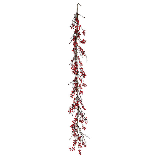 Vickerman 6' Red Snow Berry Garland. This berry garland is dusted with artificial snow.