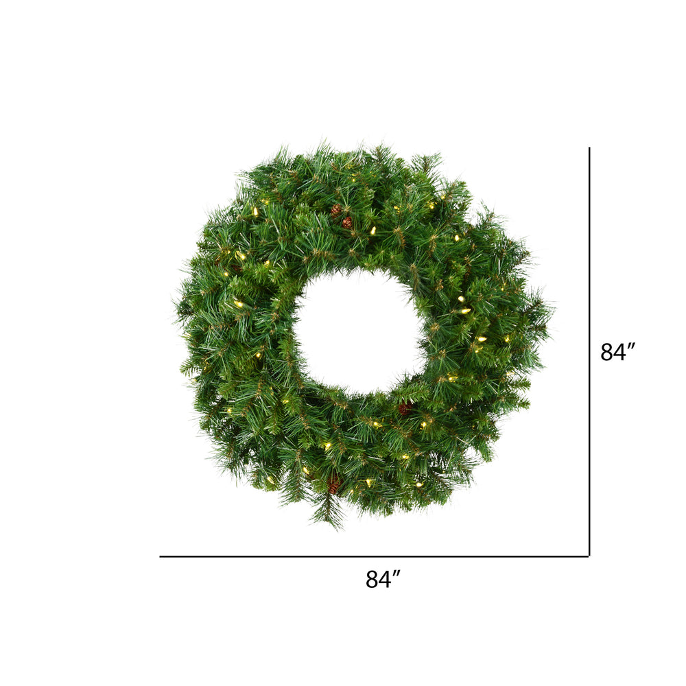 Vickerman 84" Cheyenne Pine Artificial Christmas Wreath Warm White LED Lights