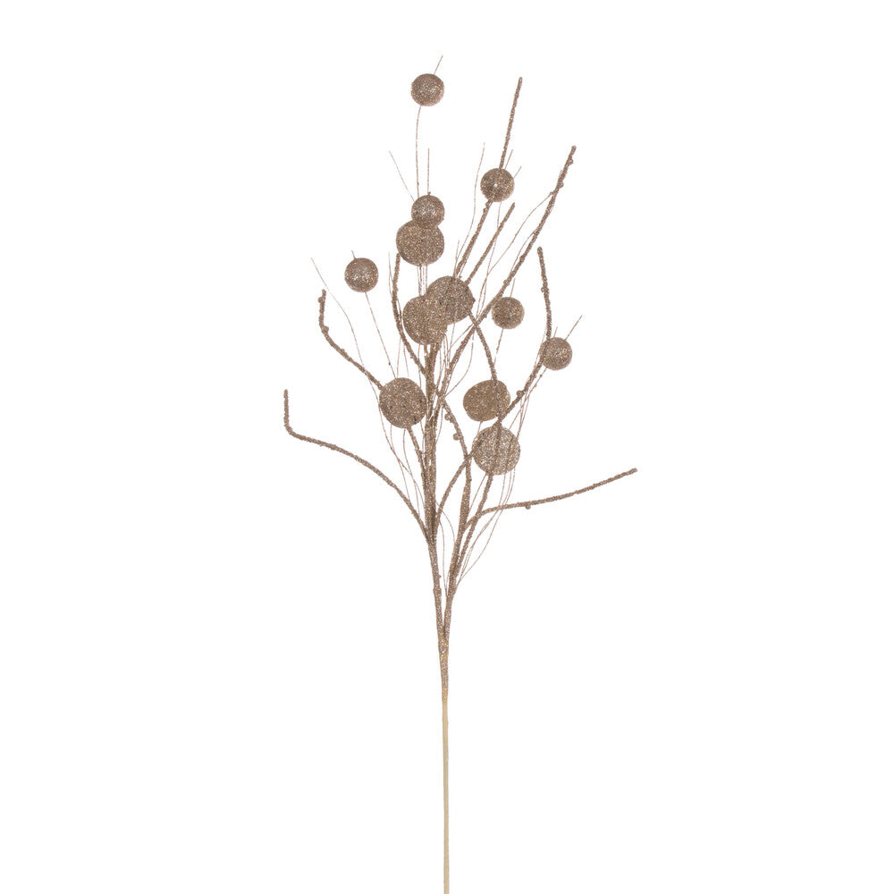 Vickerman 33" Champagne Ball and Coin Glitter Twig Spray 6 per bag.