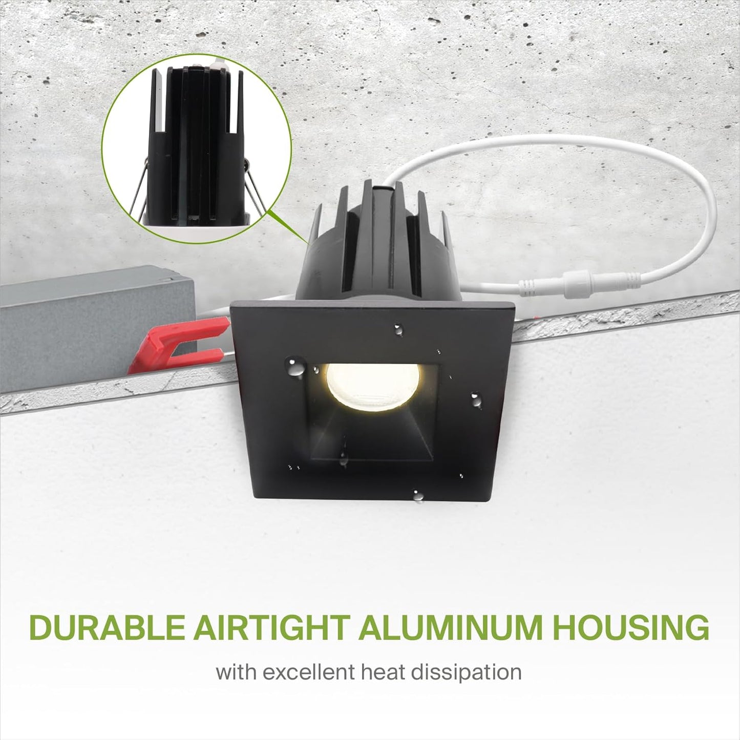 ASD Lighting LED Downlight Square 1inch 7W 120V Triac 2700/3000/3500/4000/5000K Black ETL Energy Star