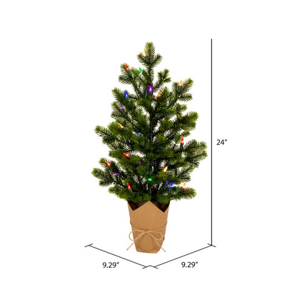 Vickerman 24" x 14" Bryson Spruce Artificial Christmas Tree Dura-Lit® LED Multi-Colored Mini Lights