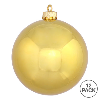 Vickerman 3" Gold Shiny Ball Ornament 12 per Bag