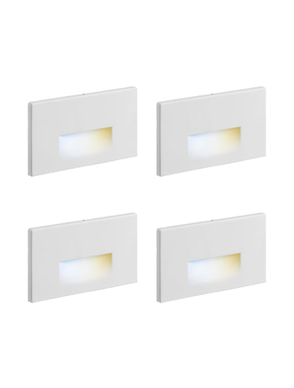 ASD Lighting LED Step Light Horizontal 3W 120V CCT Selectable 3000/4000/5000K Dimmable White ETL 4pack