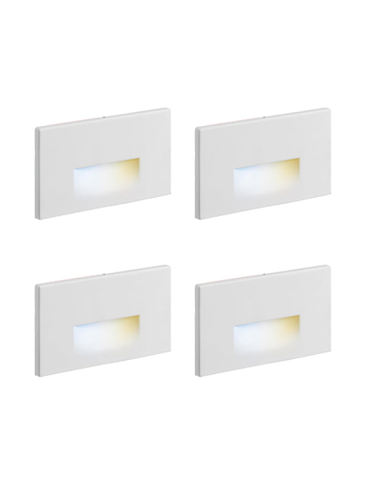 ASD Lighting LED Step Light Horizontal 3W 120V CCT Selectable 3000/4000/5000K Dimmable White ETL 4pack
