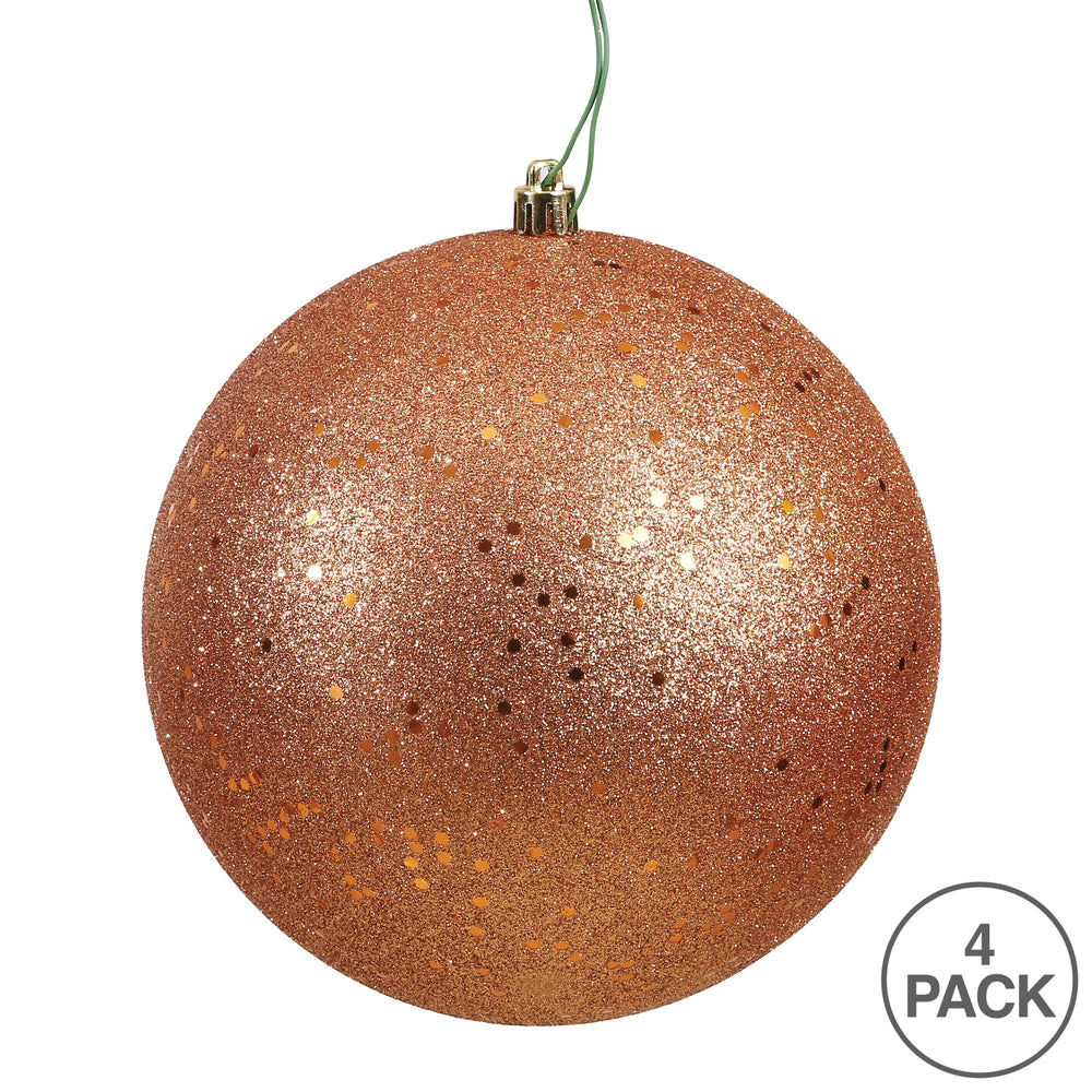Vickerman 6" Rose Gold Sequin Ball Ornament 4 per Bag