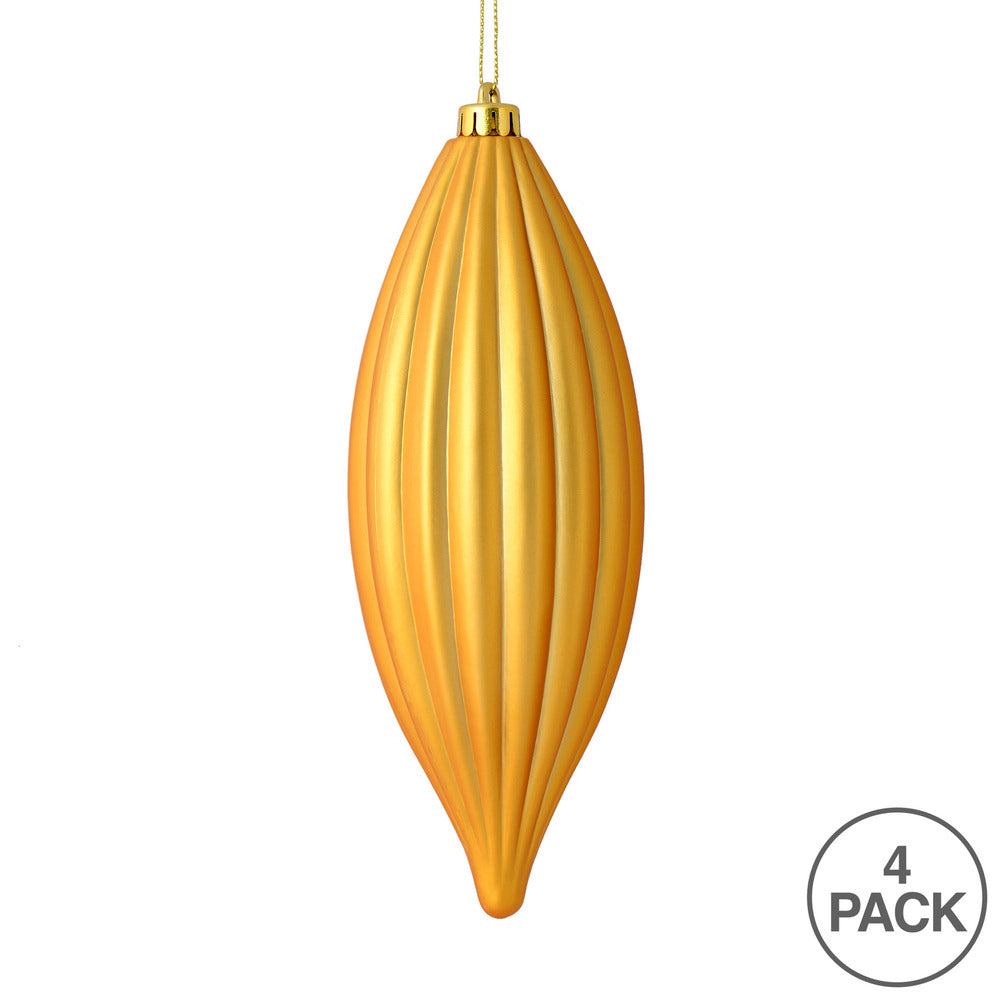 Vickerman 8" Honey Gold Matte Line Finial Ornament Pack of 4