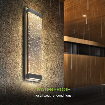 ASD Lighting LED Outdoor Wall Sconce 24 22W 120-277V CCT Selectable 3000/4000/5000K Dimmable Clear Seeded Glass, Black ETL