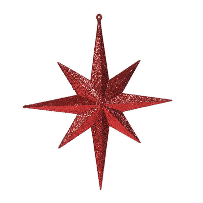 Vickerman 12" Red Iridescent Glitter Bethlehem Star Christmas Ornament 2 per Box