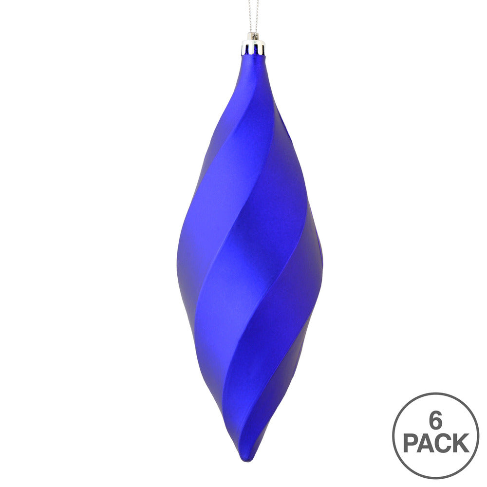 Vickerman 8" Purple Matte Swirl Finial Ornament Pack of 6